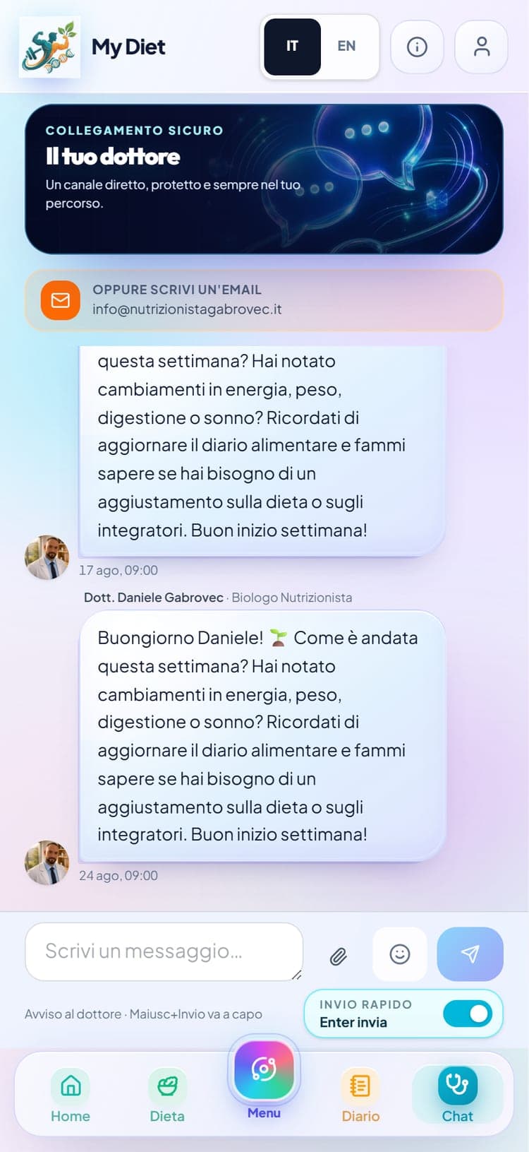 MyDiet — chat diretta col dottore